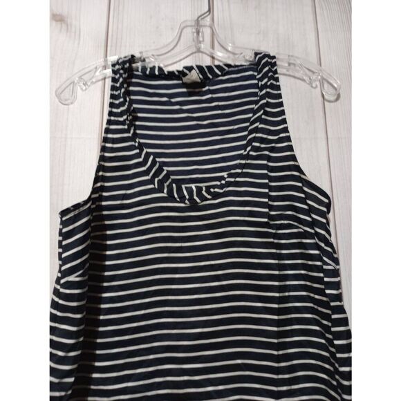 J Crew Shirt Ladies 6‎ Navy White Stripe Sleeveless Razorback 100% Silk - Picture 3 of 6